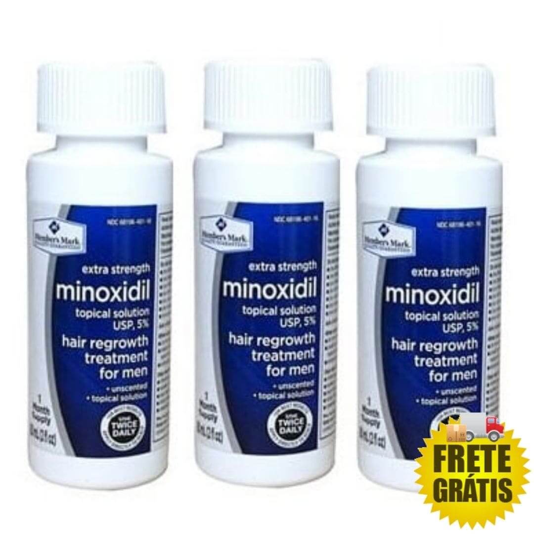 Minoxidil Member's Mark 5% - 3 frascos para 3 meses