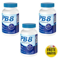 3 Potes Probiótico PB8 120 cápsulas (total 360 cápsulas)