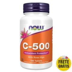 Vitamina C 500mg NOW Foods com Quadril de Rosa